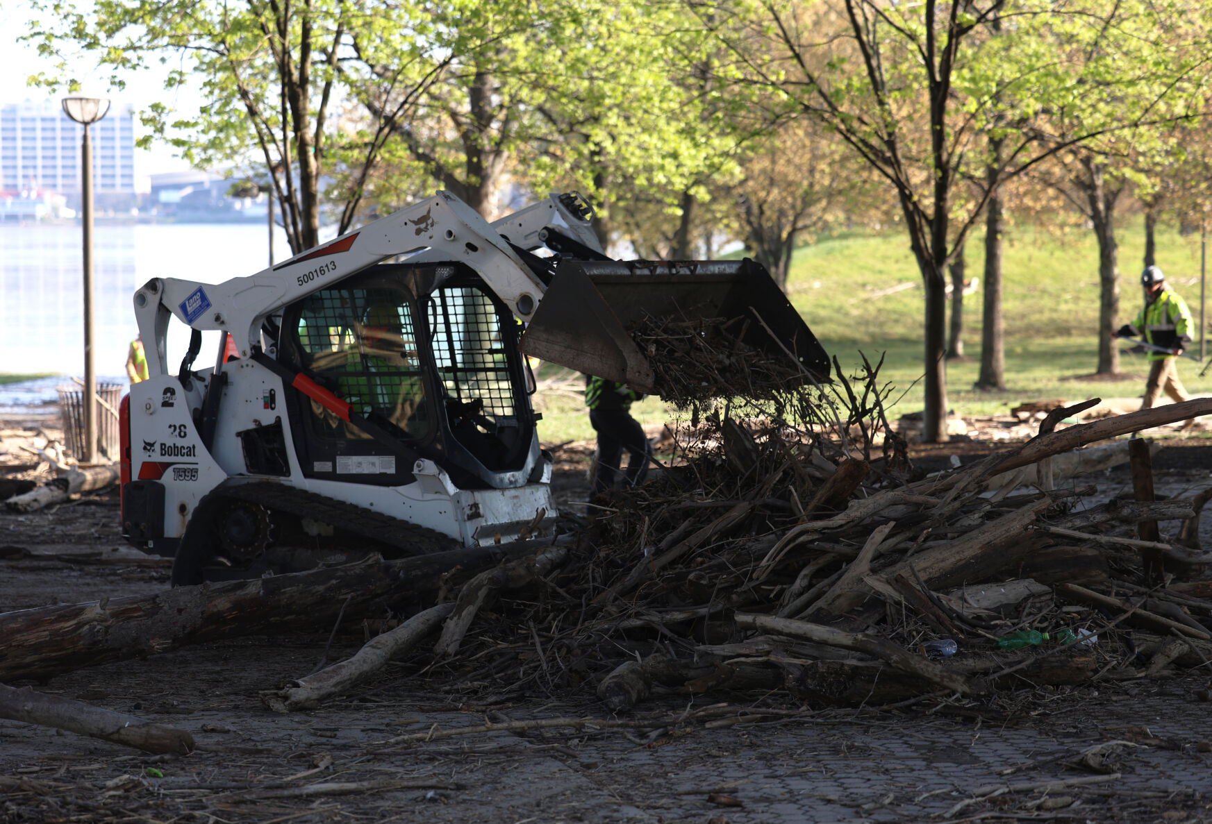 Crews work to clean up Waterfront Park